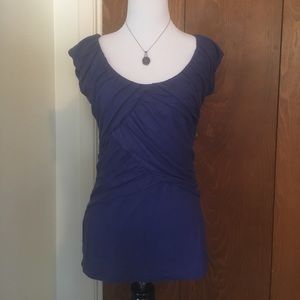 Anthropologie Iris Blue Cap Sleeve Ruched Blouse S